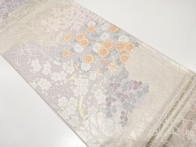 JAPANESE FUKURO OBI / WOVEN AUTUMN FLOWERS